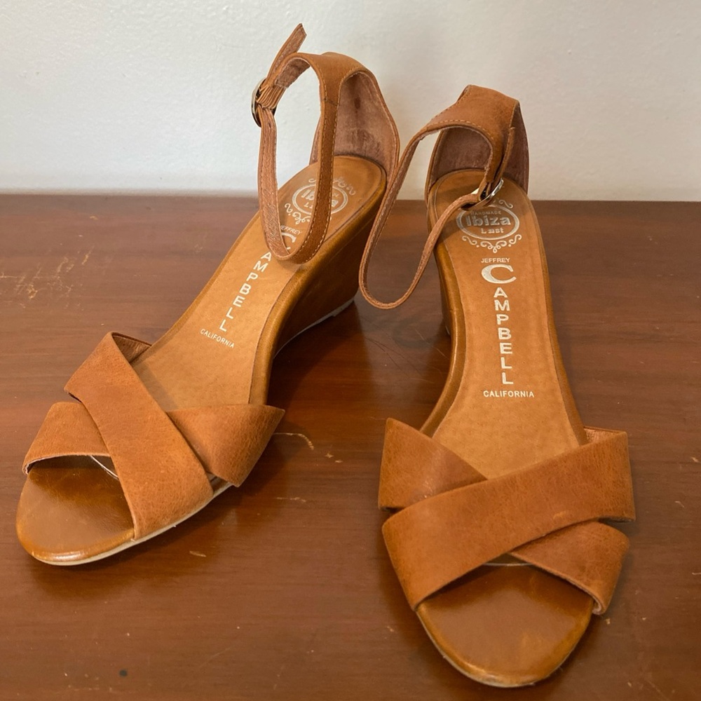 Jeffrey Campbell Brown Leather Wedge Sandals